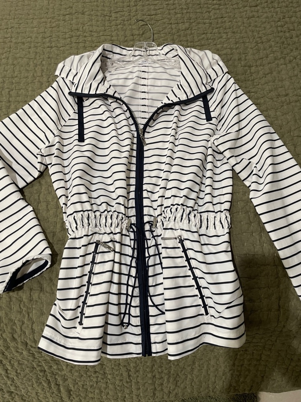 Navy & White Hooded Windbreaker, Size M